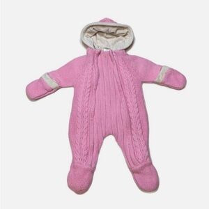 Faded Glory Baby Girl Pink Cable Knit Bunting Snowsuit 6-9m
